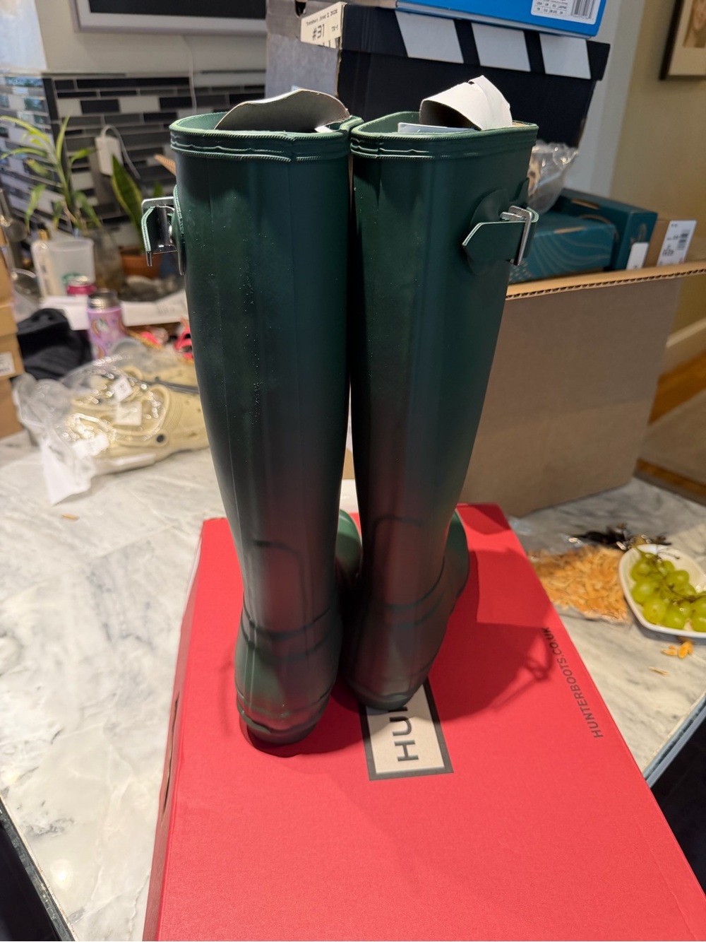 Hunter Tall Matte Forest Green Rain Boots - Picture 2 of 7